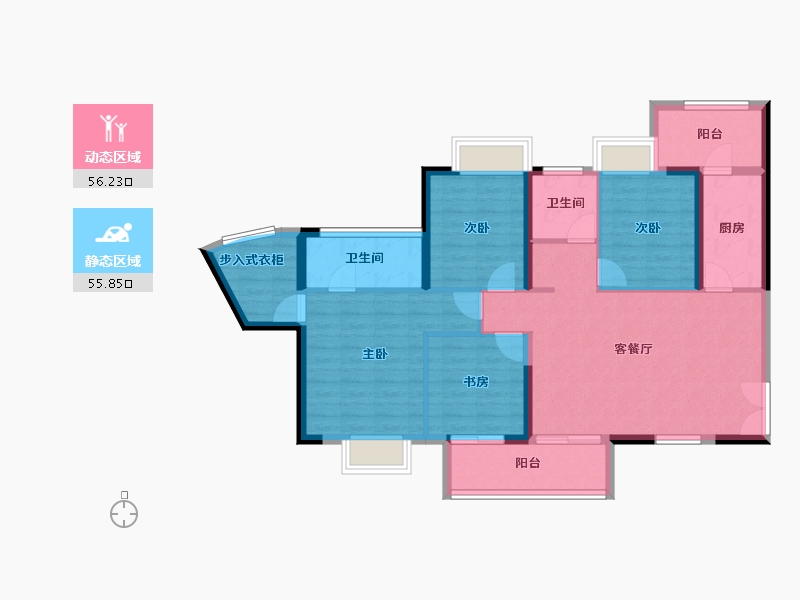 湖北省-襄阳市-融侨城融侨悦府-100.42-户型库-动静分区