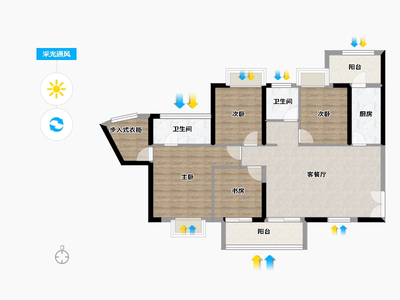 湖北省-襄阳市-融侨城融侨悦府-100.42-户型库-采光通风