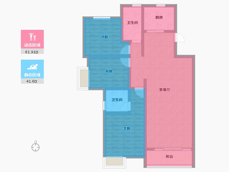 辽宁省-抚顺市-电建地产海赋外滩澋苑-91.87-户型库-动静分区