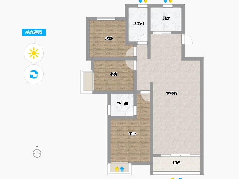 辽宁省-抚顺市-电建地产海赋外滩澋苑-91.87-户型库-采光通风