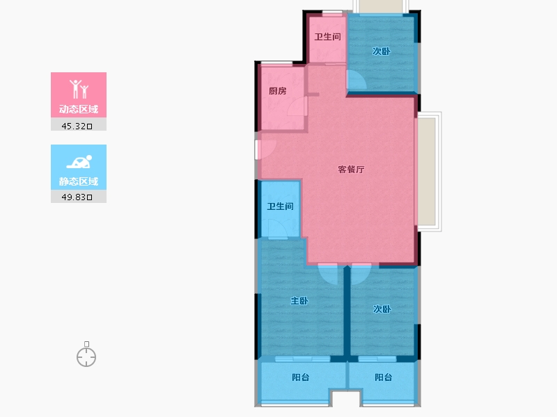 湖北省-襄阳市-融侨城融侨悦府-85.73-户型库-动静分区