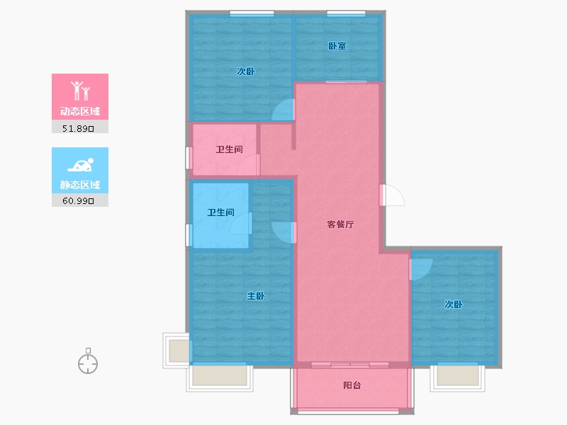 山西省-临汾市-公园壹号·华夏悦府-102.42-户型库-动静分区