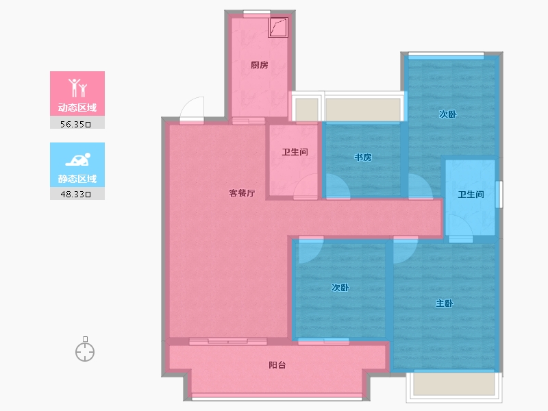 江苏省-苏州市-绿都·虞宸源筑-92.64-户型库-动静分区