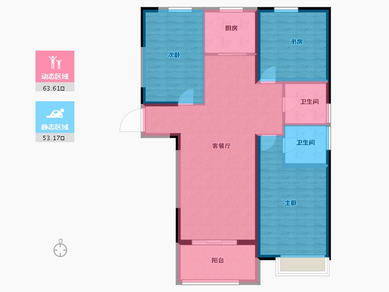 河南省-郑州市-中原新天地-105.75-户型库-动静分区