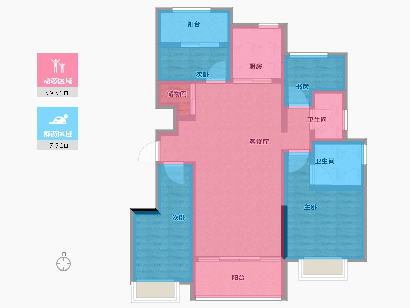 山东省-烟台市-山海名苑-94.41-户型库-动静分区