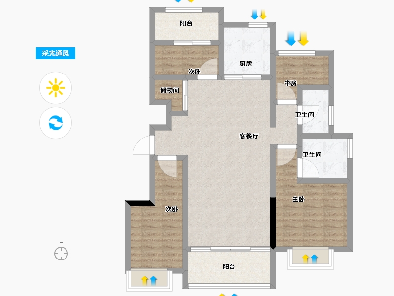 山东省-烟台市-山海名苑-94.41-户型库-采光通风