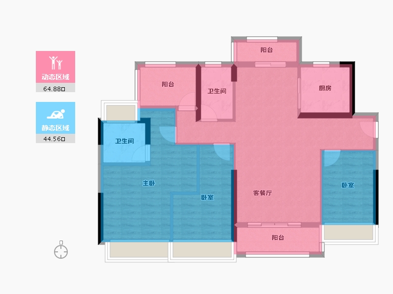 广东省-清远市-碧桂园江与峸-97.85-户型库-动静分区