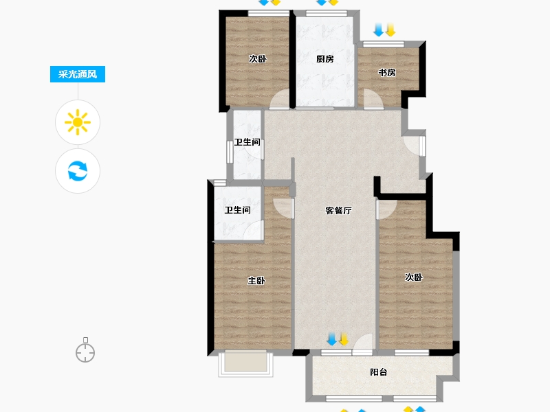 北京-北京市-金地·璟宸-106.14-户型库-采光通风