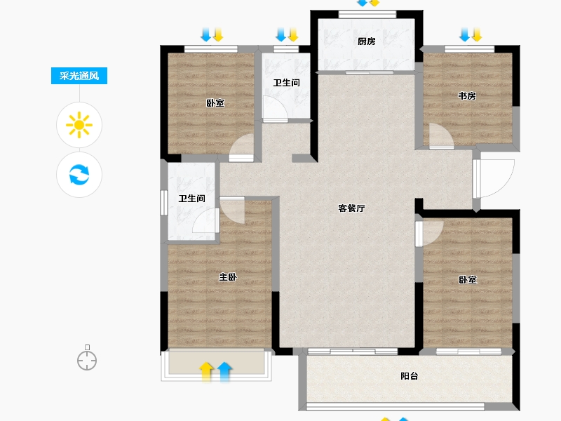 山东省-菏泽市-中铂新天地-112.80-户型库-采光通风