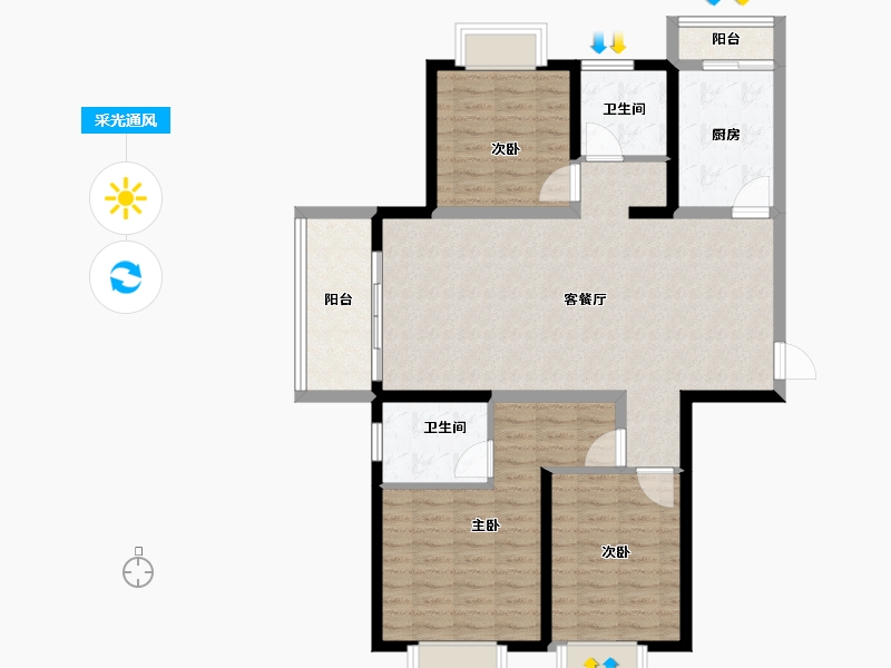 山东省-菏泽市-天正中央大街-105.60-户型库-采光通风