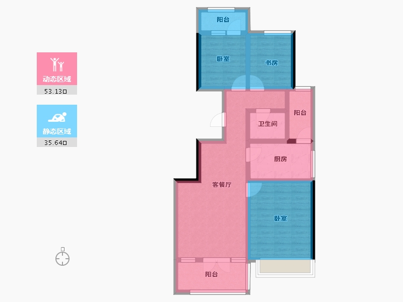 河北省-承德市-中冶兴隆新城·红石郡-77.03-户型库-动静分区