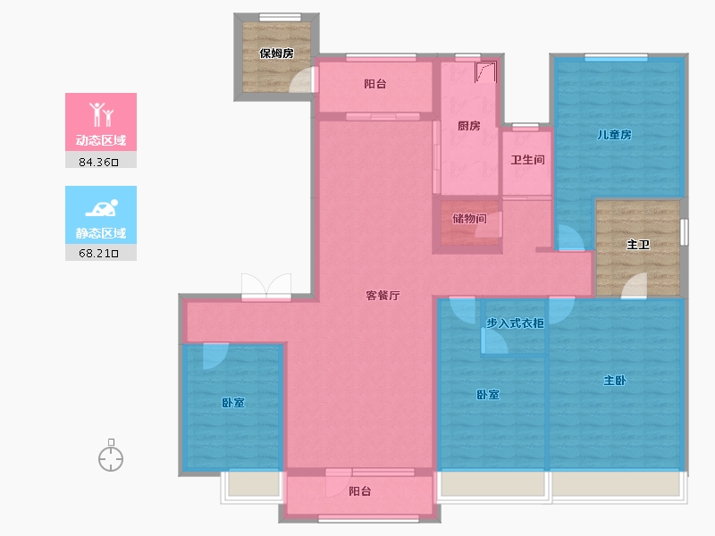 内蒙古自治区-乌兰察布市-众邦·皇苑-149.84-户型库-动静分区