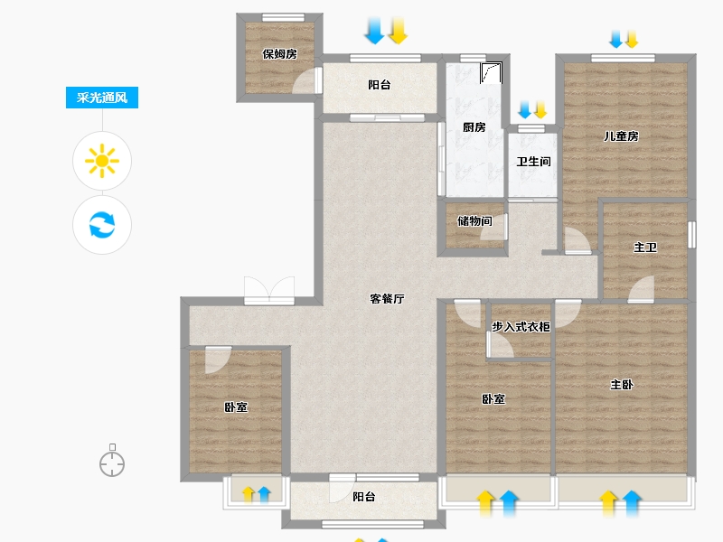 内蒙古自治区-乌兰察布市-众邦·皇苑-149.84-户型库-采光通风