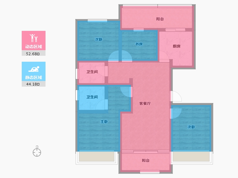 河北省-承德市-中冶兴隆新城·红石郡-84.38-户型库-动静分区