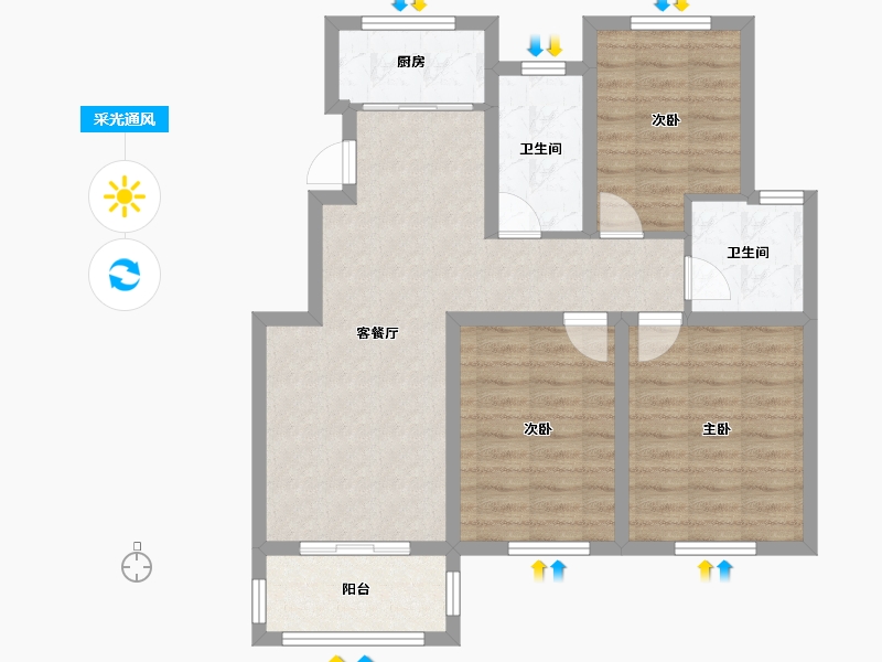 浙江省-湖州市-春江晓岸-78.95-户型库-采光通风