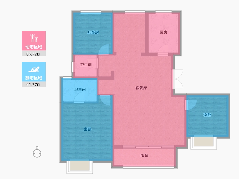 山西省-晋中市-金科·博翠天宸-98.61-户型库-动静分区