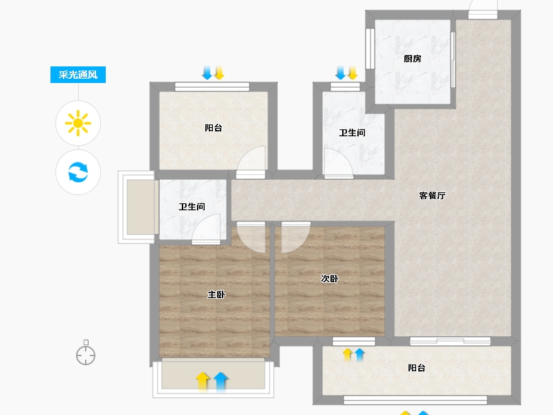 广西壮族自治区-南宁市-龙光玖誉湾-71.21-户型库-采光通风