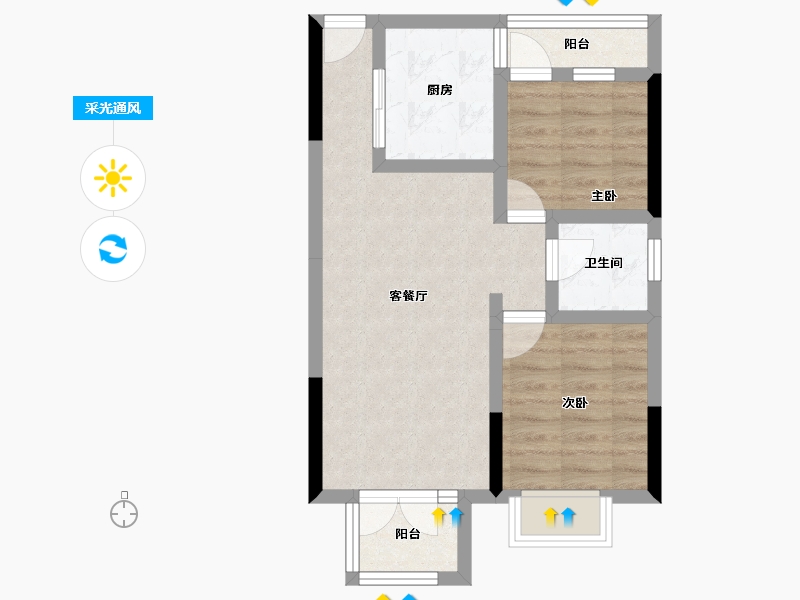 河北省-承德市-中冶兴隆新城·红石郡-52.95-户型库-采光通风