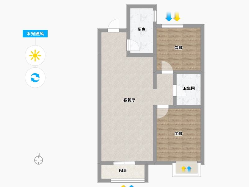 辽宁省-抚顺市-电建地产海赋外滩澋苑-64.74-户型库-采光通风