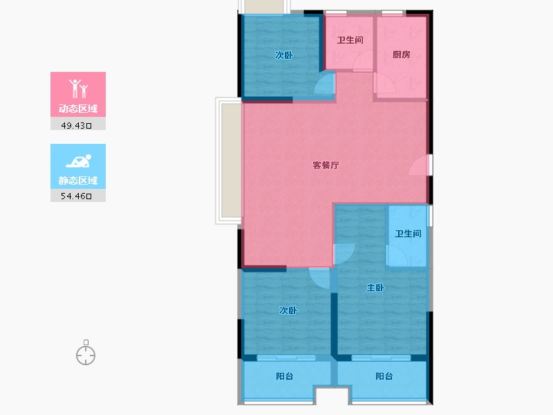 湖北省-襄阳市-融侨城融侨悦府-93.89-户型库-动静分区