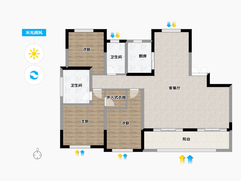 浙江省-嘉兴市-招商雍景湾-120.51-户型库-采光通风