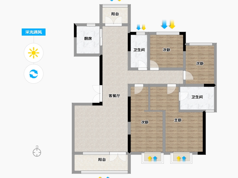 河南省-郑州市-永威上和府-126.00-户型库-采光通风