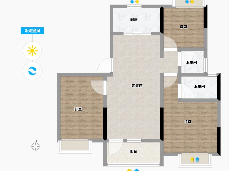 江西省-抚州市-当代城MOMΛ-93.60-户型库-采光通风