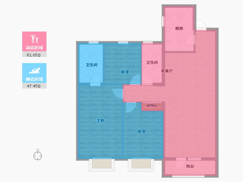 山西省-太原市-华润•中海•凯旋门-97.90-户型库-动静分区