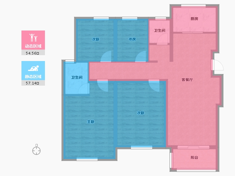 浙江省-湖州市-春江晓岸-99.86-户型库-动静分区