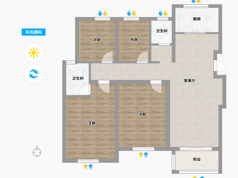 浙江省-湖州市-春江晓岸-99.86-户型库-采光通风