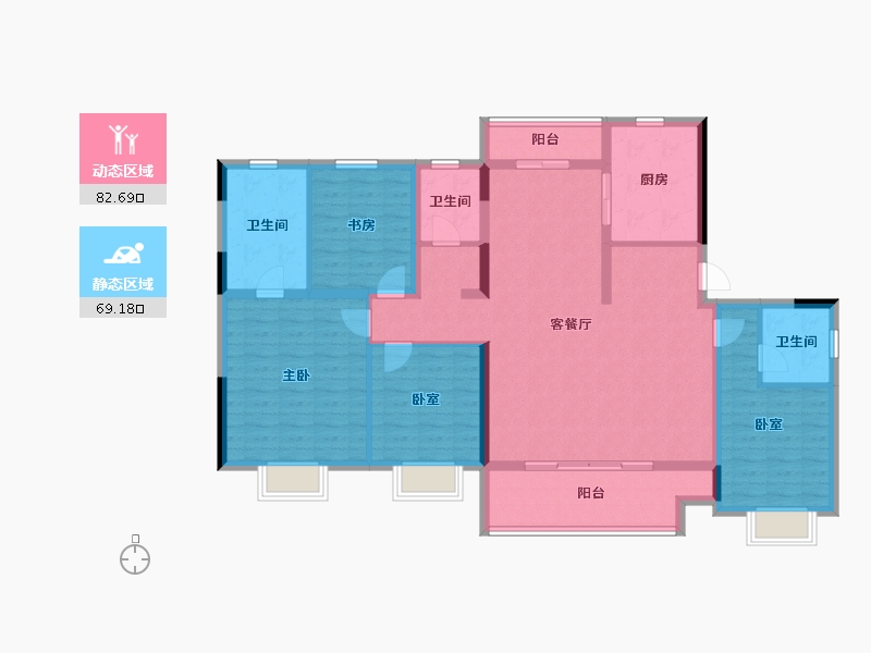 山东省-泰安市-泰安新泰吾悦广场·吾悦华府-136.81-户型库-动静分区