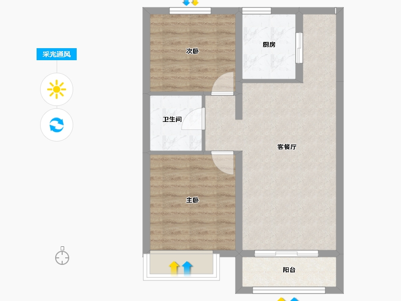 河北省-石家庄市-瀚正御璟城-57.42-户型库-采光通风