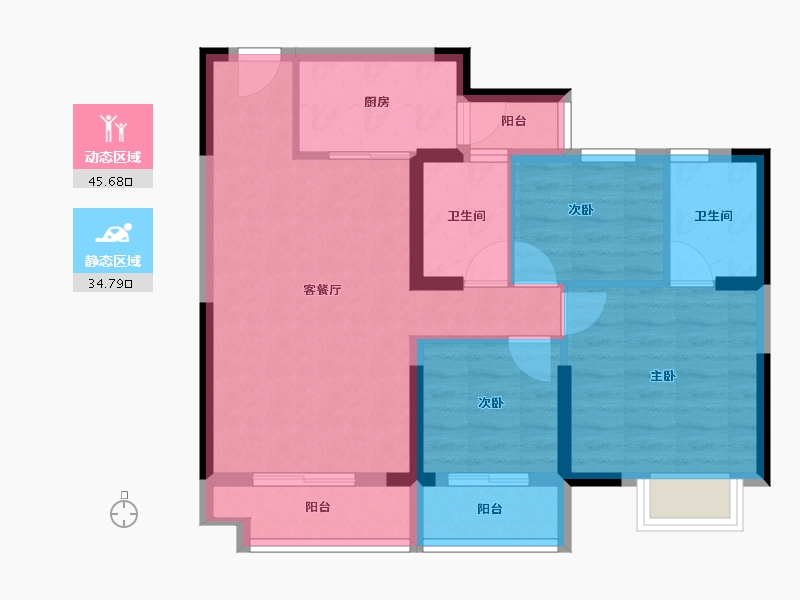 湖北省-襄阳市-碧桂园星荟-71.12-户型库-动静分区