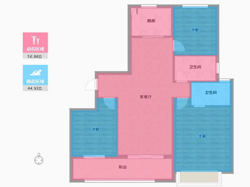 江苏省-南京市-景业龙光·玖云府-92.00-户型库-动静分区