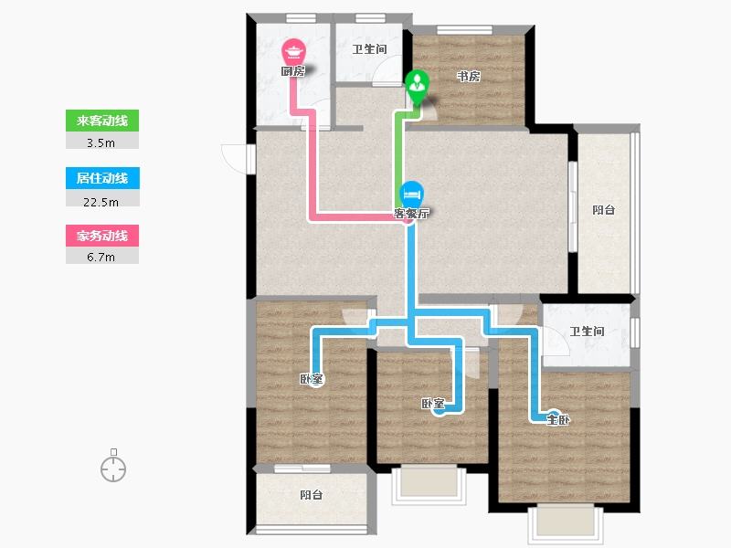 山东省-泰安市-奕珑·西周城-107.21-户型库-动静线