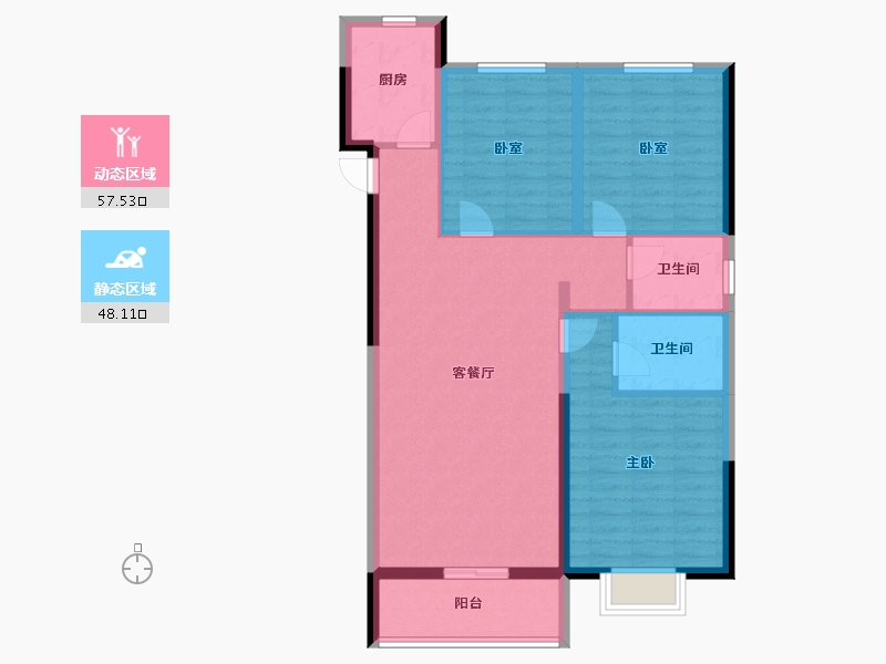 山东省-泰安市-奕珑·西周城-95.20-户型库-动静分区