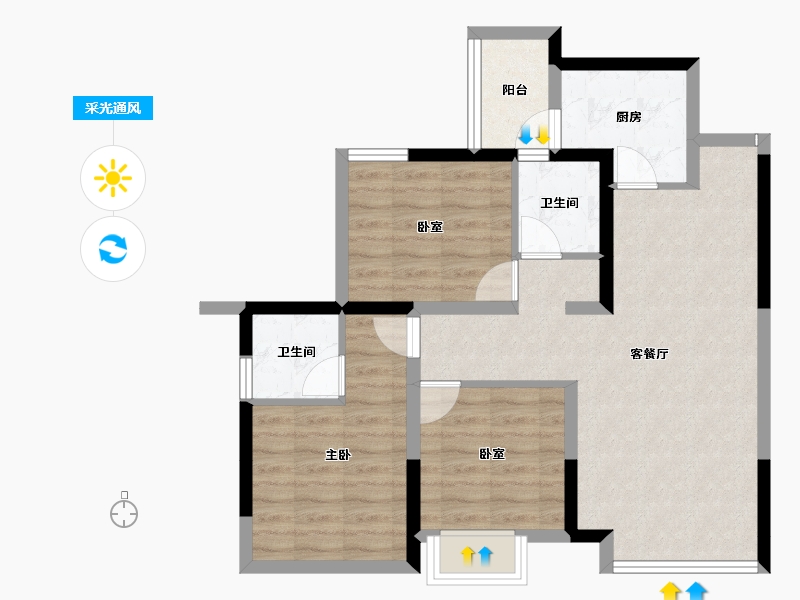 四川省-成都市-奥园棠玥府-73.76-户型库-采光通风