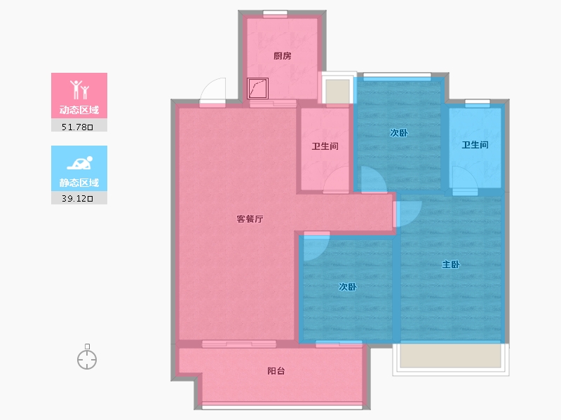 江苏省-苏州市-绿都·虞宸源筑-80.53-户型库-动静分区