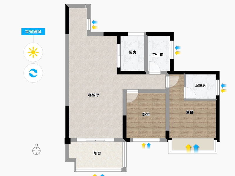 湖南省-怀化市-大盛郡府-70.76-户型库-采光通风