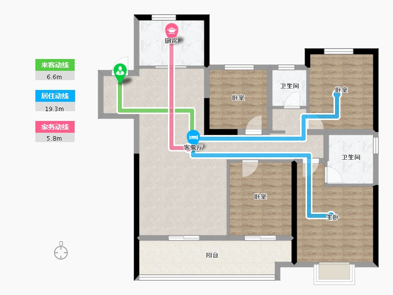 山东省-泰安市-泰安新泰吾悦广场·吾悦华府-112.81-户型库-动静线