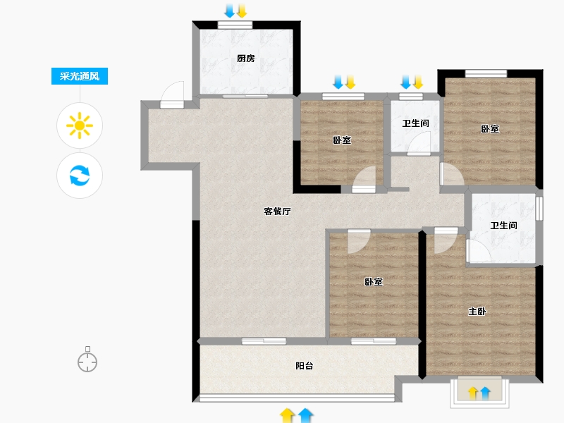 山东省-泰安市-泰安新泰吾悦广场·吾悦华府-112.81-户型库-采光通风