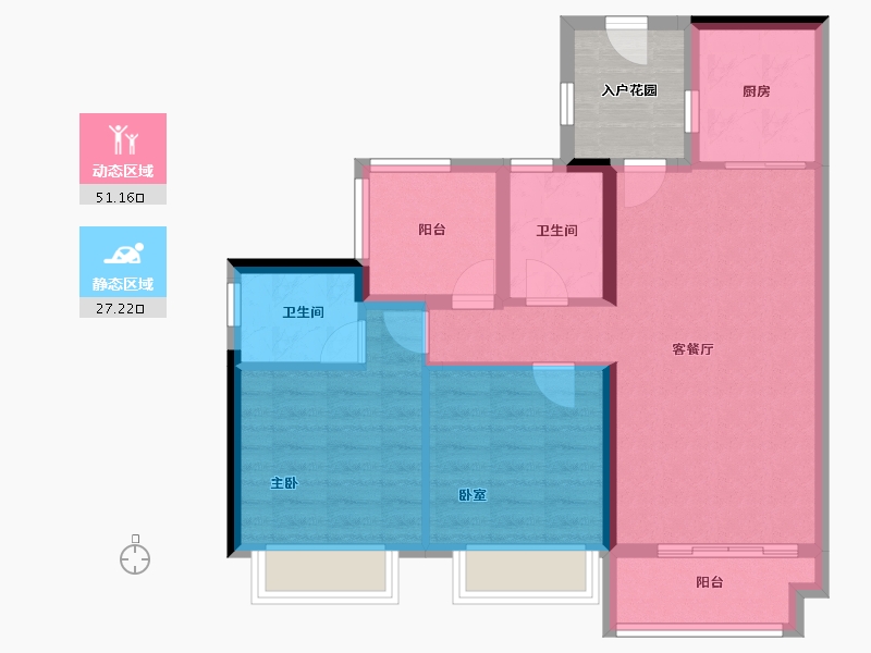 广东省-清远市-碧桂园江与峸-74.40-户型库-动静分区