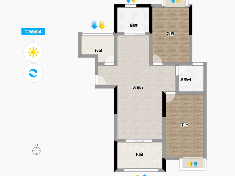 安徽省-宣城市-金銮御林河畔-84.97-户型库-采光通风