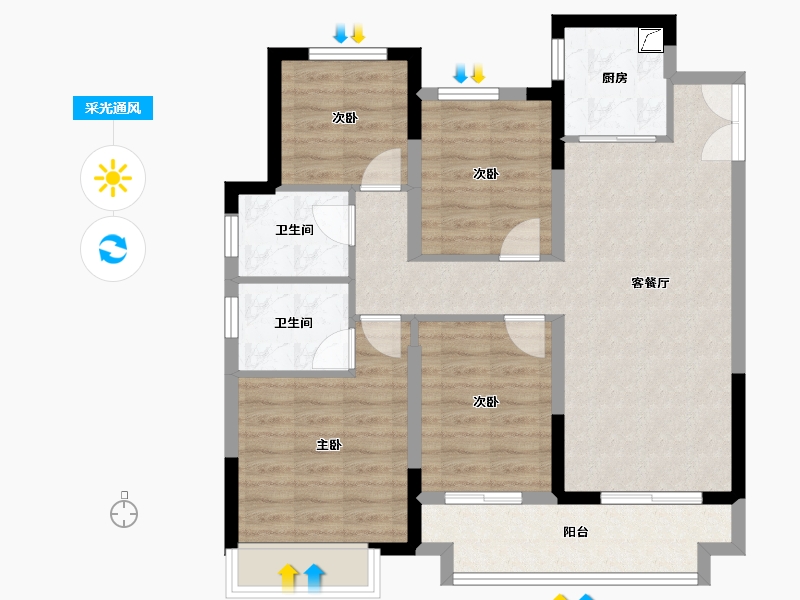 河南省-焦作市-东方今典境界-84.70-户型库-采光通风