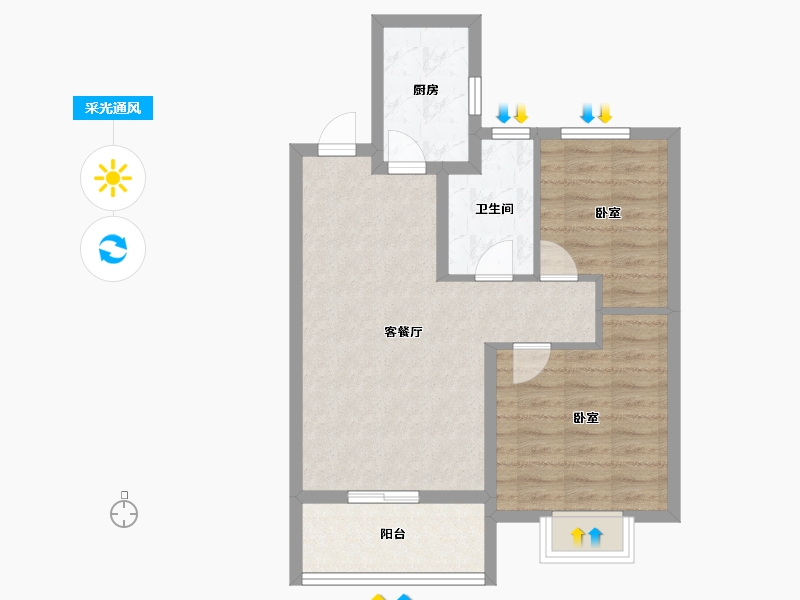 山东省-泰安市-开元盛世·福园-64.00-户型库-采光通风