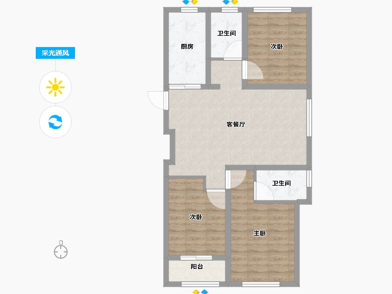 山东省-泰安市-龙湖公园里·公园里-74.90-户型库-采光通风