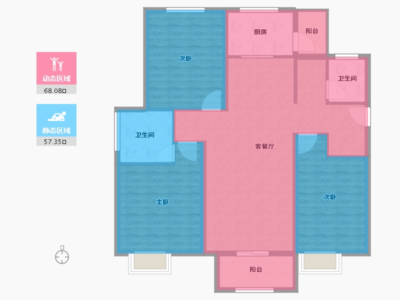 山东省-泰安市-泽华·裕泰园-113.43-户型库-动静分区