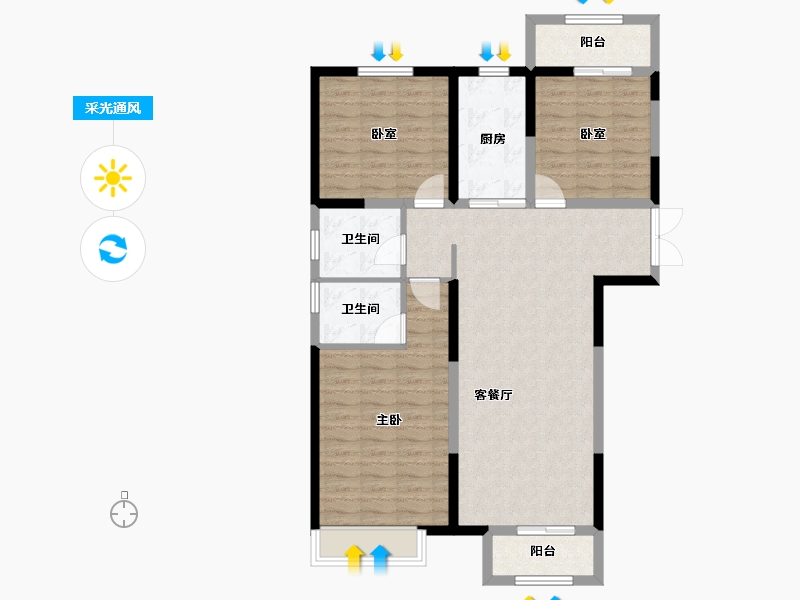 河南省-许昌市-万象三期水岸香郡花园-100.00-户型库-采光通风