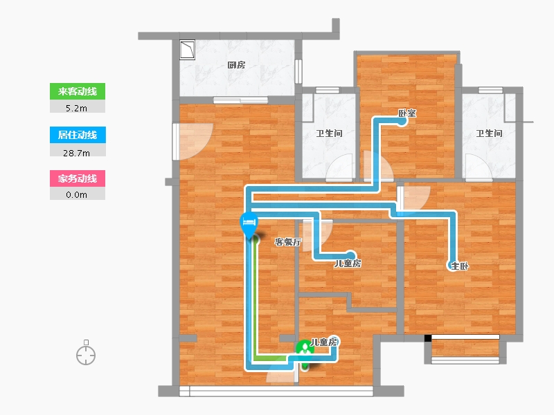 河南省-南阳市-蓝光芙蓉里-84.99-户型库-动静线