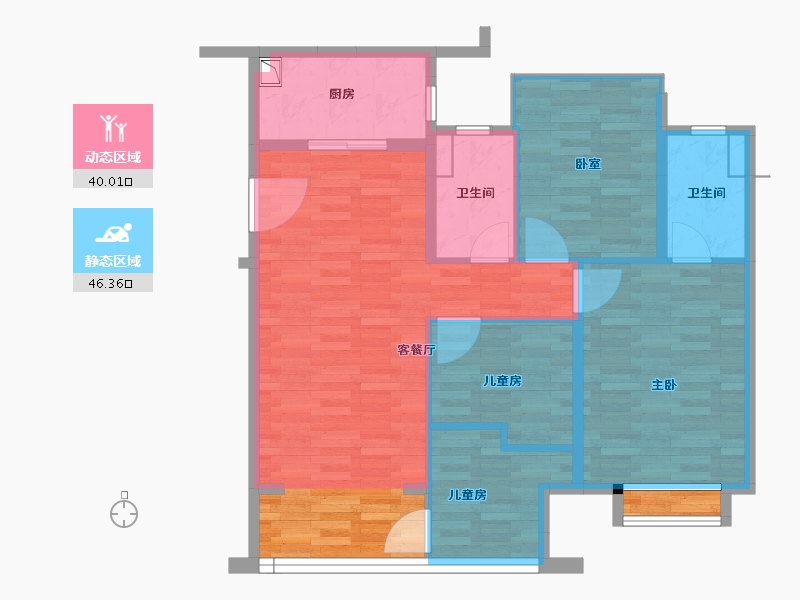 河南省-南阳市-蓝光芙蓉里-84.99-户型库-动静分区